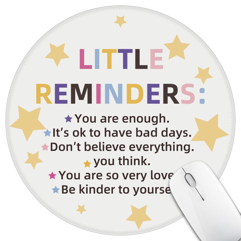 Hancynir Inspirational Quote Mouse Pad for Desk, Star White Small Cute Mousepad with Non-Slip Base, Round Mouse Pads for Laptop Gaming, Computer Mouse Mat for Desk Accessories Office Decor Supplies - Image 1
